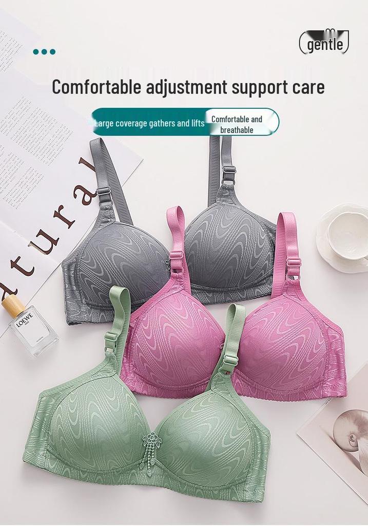 Comfortable Wire-Free Anti-Sagging Jacquard Bra for Middle-Aged and Elderly Mothers
