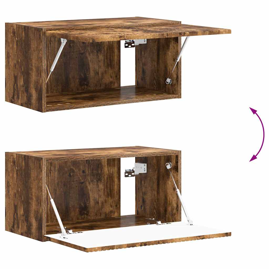 Wall Mounted TV Cabinet Smoked Oak Finish 60 x 31 x 29.5 cm