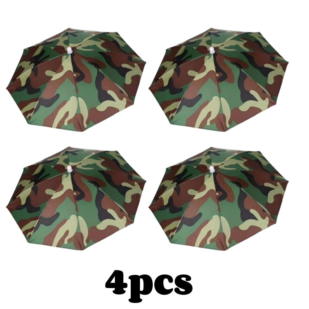 Foldable Headwear Umbrella Portable Waterproof Fishing Hat 55CM Hands-Free Rain Hat For Hiking Camping Camouflage Umbrella Adult