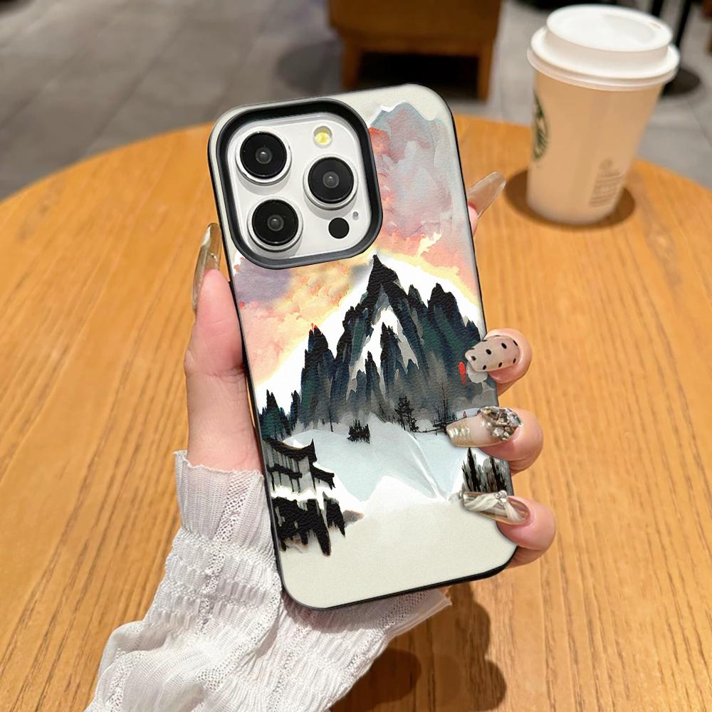 

Landscape Design Phone Case For Iphone 17 12 15 Plus 16 Pro Max 11 13 14 17E 16E Ultra Anti-Fingerprint Soft Protective Cover iphone 15 ProMax чёрный