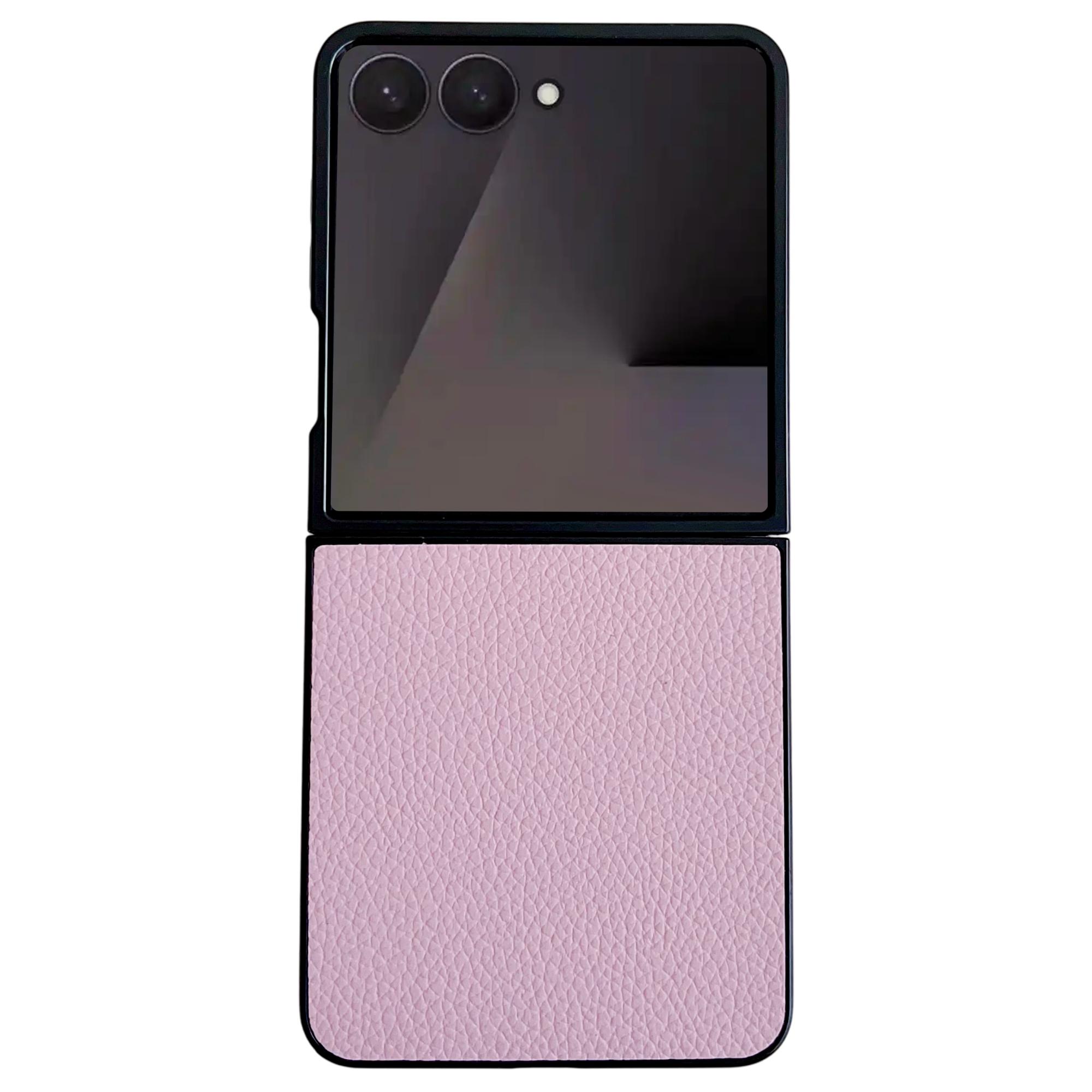 

Чехол для Samsung Galaxy Z Flip7 5G Кожа с текстурой личи + ПК Противоударный чехол для телефона Purple