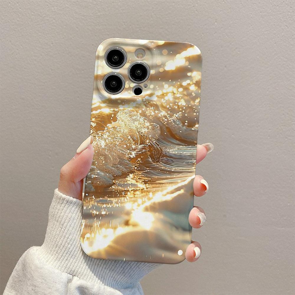 For iPhone 16 Pro Max Case Flowing Gold Pattern Hard PC Phone Cover