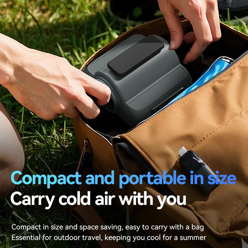 New Outdoor Portable Mini Hanging Neck Hanging Fan USB Charging Waist Hanging Fan LED Light Camping Waist Hanging Fan