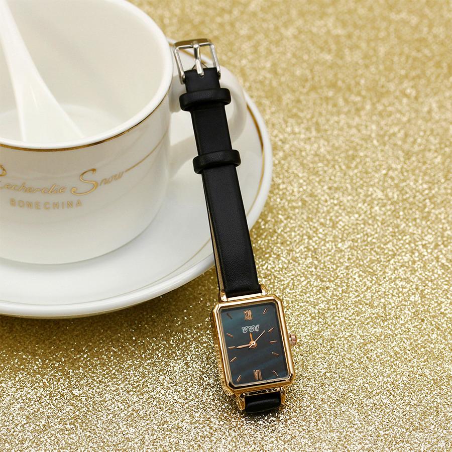 New Women Dress Watches Square Ladies Quartz Bracelet Watch Simple Rose Leather Strap Female Watches Girl's Gift