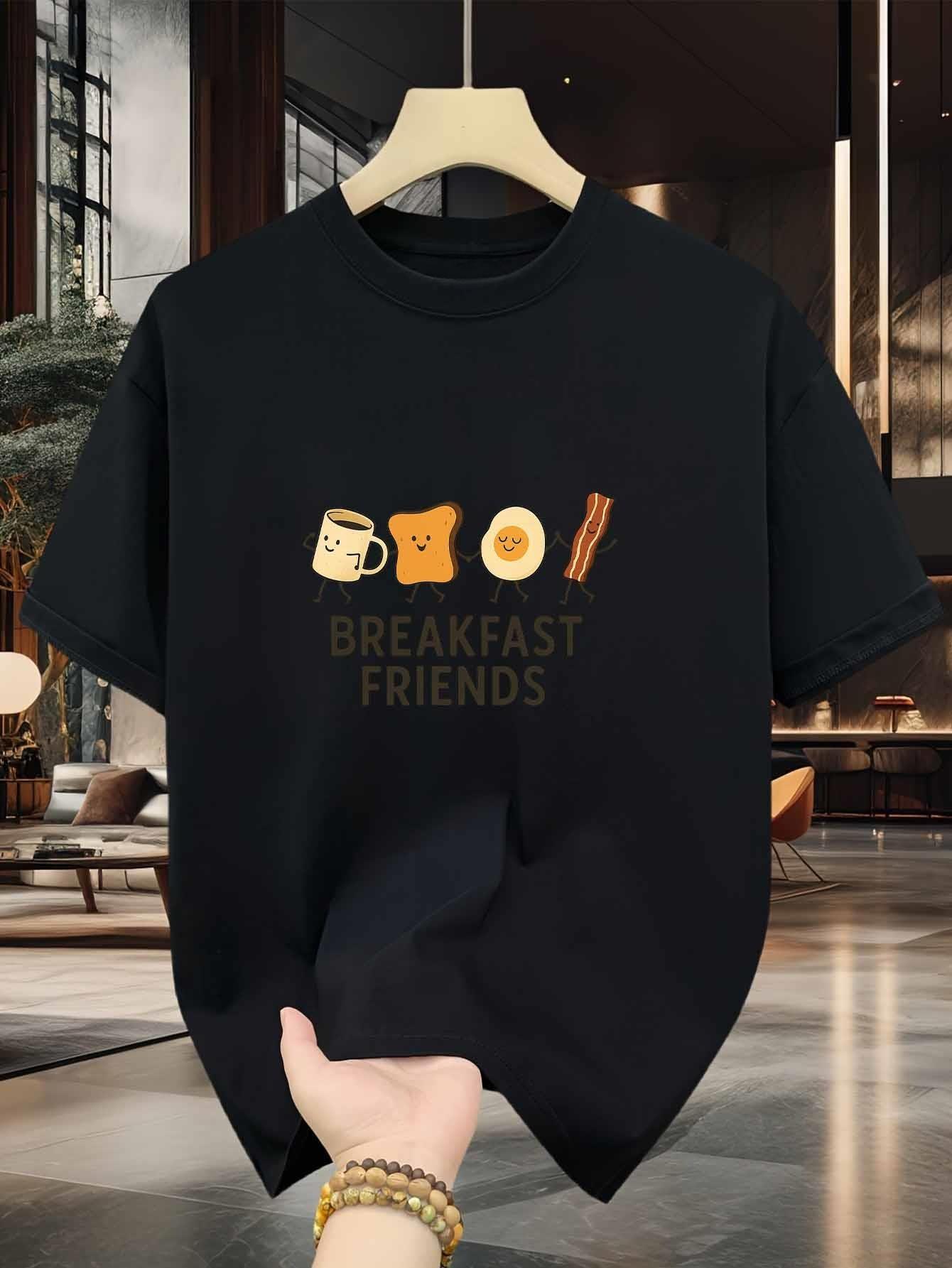 

Breakfast Friends Casual Tshirt Mens and Womens Luxury Brand Tops M