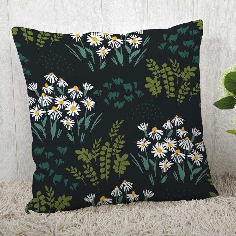Chamomile Pillowcase Sofa Car Waist  Home Style Flower Landscape Cushion Cover