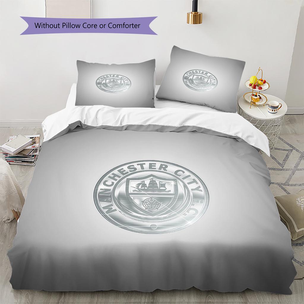Man City2 Pattern Bedding Quilt Set  Home Decoration  Gift (1 * duvet cover + 2 * pillowcase  without core)