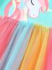 Autumn Girls' Unicorn Princess Dress – Cute European & American Style with Mesh