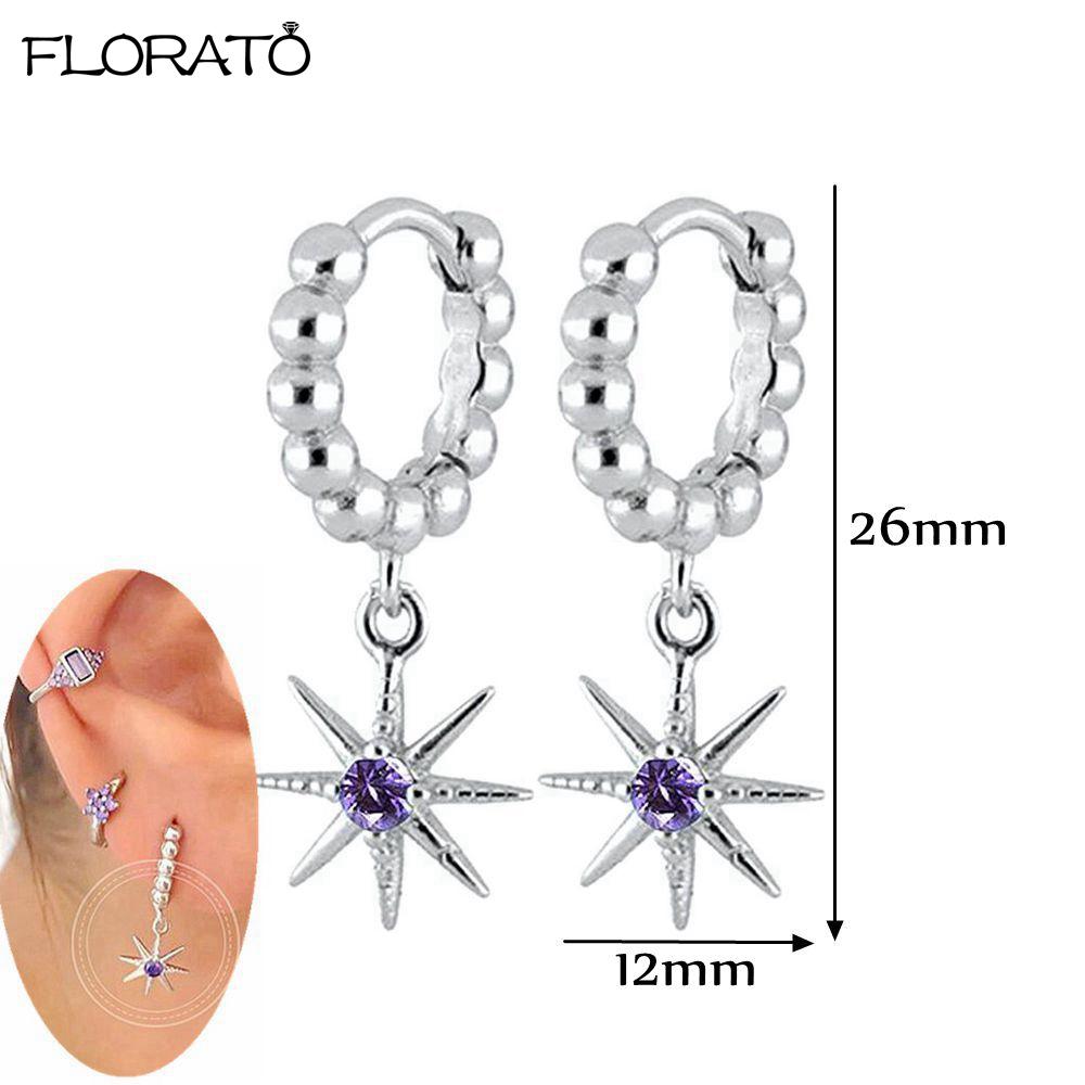 925 Silver Needle Elegant Purple Earrings Exquisite Small Hoop Earrings for Women Fashion Puncture Jewelry Accessories