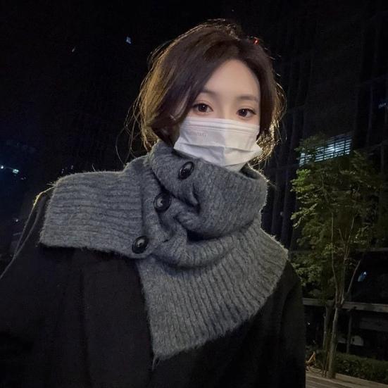 Fake Collar Soft Knitted Turtleneck Pullover Shawl Solid Color Buttons Closure Women Warm High Collar Neck Warmer