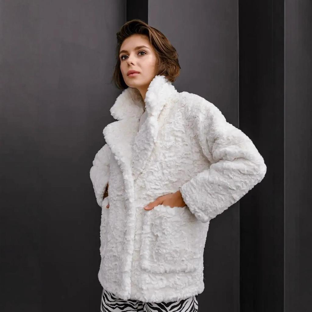 Women's plush fur jacket artificial fur top autumn and winter fashion imitation rabbit fur environmentally friendly fur coat