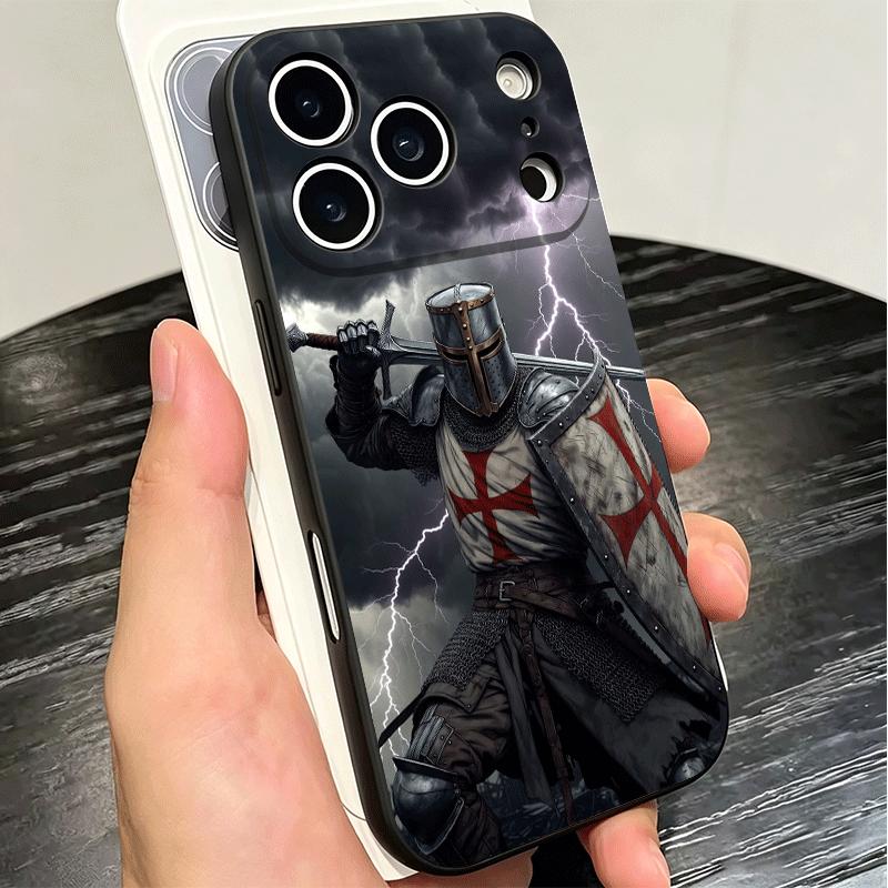 Crusades Knights Templar Soft Phone Case for iPhone 16 16E 17 Air 15 Pro Max 14 Plus 13 Mini 11 12 7 Black Cover Back Shell
