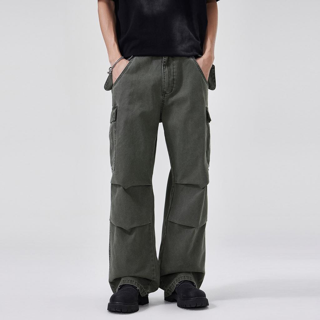 New American outdoor tooling casual pants men's summer tide brand loose straight paratrooper pants mid waist