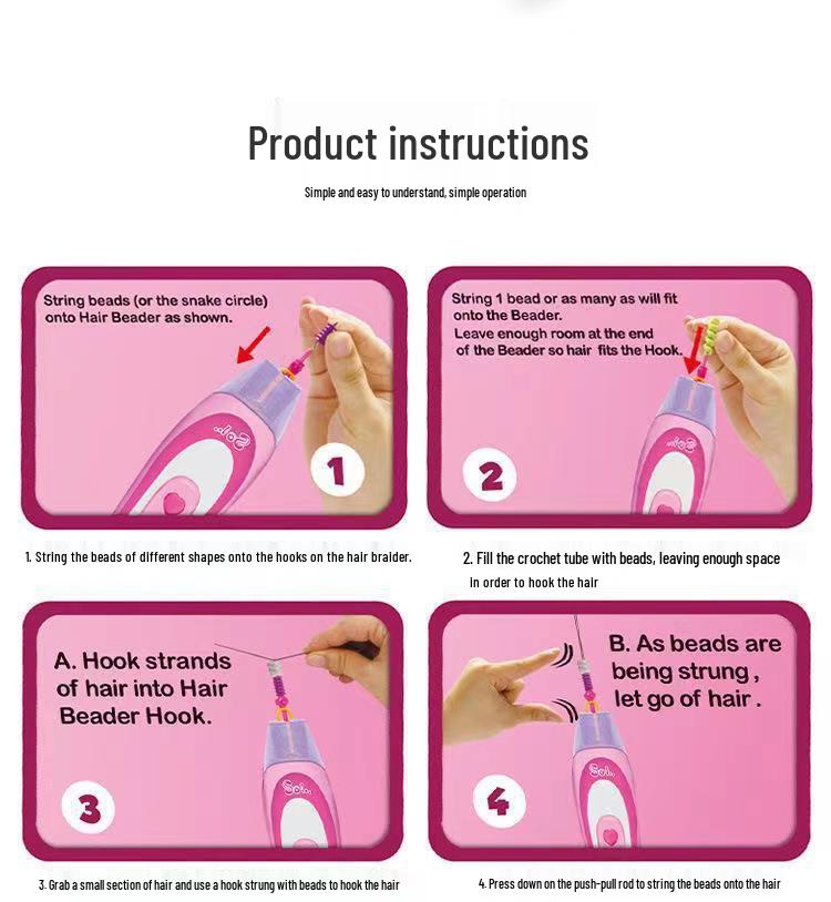 Hair Braider Toy Set for Girls - Role-Play Hairdressing and Braiding Accessories