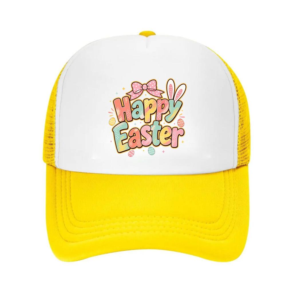 Pastel Bunny Lettering Spring Celebr Mesh Baseball Cap Casual Hat Outdoor For Womens Unisex FeUnisex
