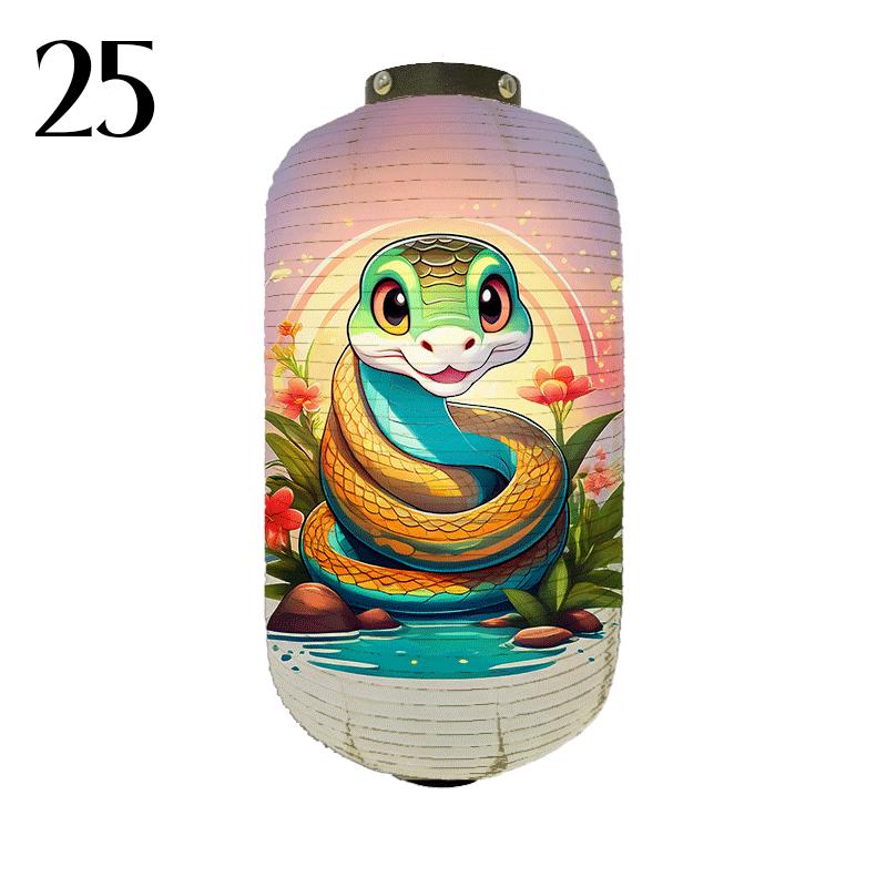 Japanese Style Cloth Lantern New Year Festival Mascots Zodiac Snake Printed Lantern Sushi Shop Bistro Restaurant Decor Ornaments