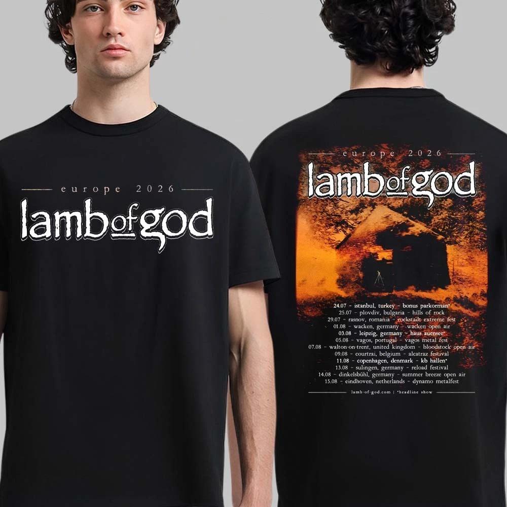 Lamb Of God Europe 2026 Summer Tour Schedule Dates Two Sided T-Shirt S-5XL XXXL