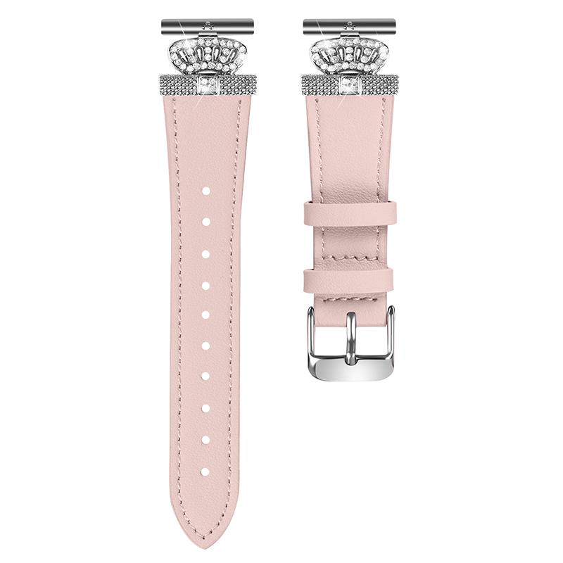 

For Samsung Galaxy Watch FE 40mm/Watch4 40mm 42mm/Watch5 40mm/44mm/45mm Genuine Cow Leather Watchband,Silver Connector Pink