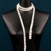 New Original Faux Pearl Long Necklace Women Elegant Dress Sweater Chain Multi Wear Design Creative Tie Shape Fashion Jewelry