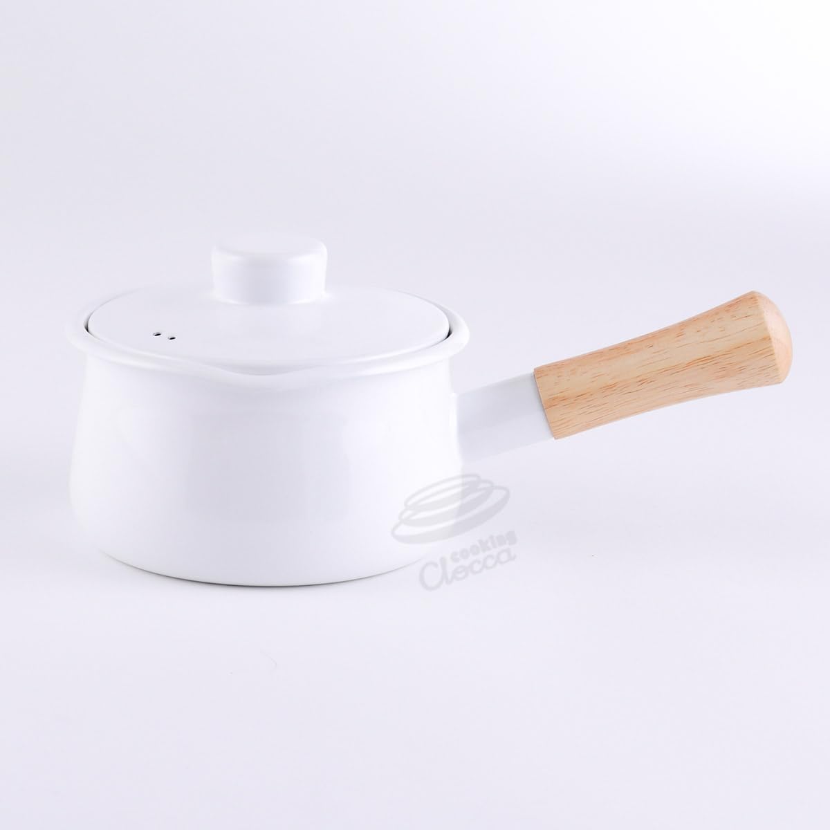 

Fuji Enamel Milk Pan with Lid, 15cm, 1.2L, Gas and Induction Compatible, Short Handle, Enamel Saucepan, Baby Food, Cookware, All White