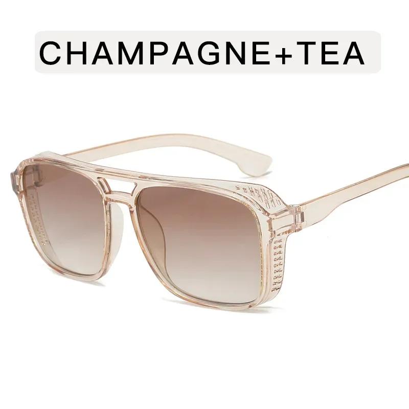 Women'S Fashion New Gradient Color Sunglasses Men'S Classic Square Large Frame Sunglasses Retro Outdoor Driving Sunglasses