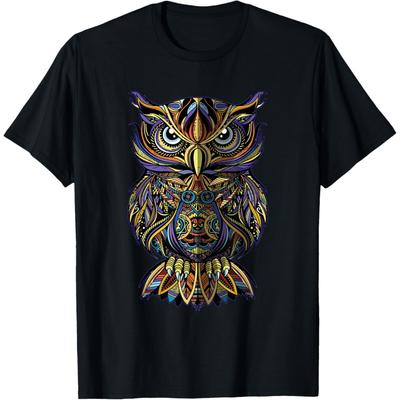 Cool Geometric Owl Unique Avian Architecture Owl Art T-Shirt