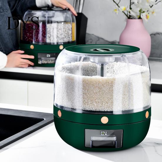 Rotating Grain Organizer Storage Holder Large Capacity One Button Opening Good Sealing Container Food Grade Detailed Division Design Jar Kitchen