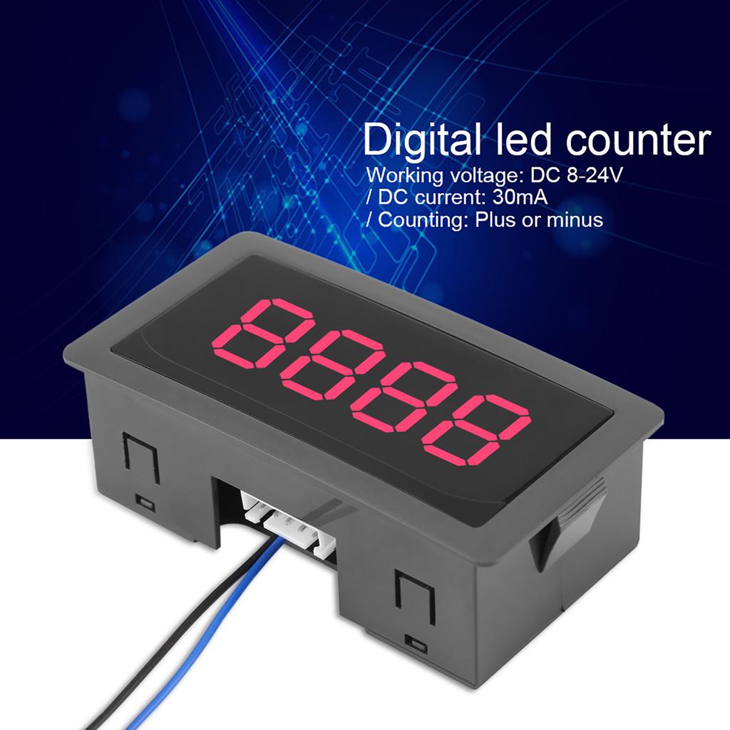Zähler LED Digitalanzeige 4-stellig 0-9999 Auf/Ab Plus/Minus Panel Zähler Messgerät mit Kabel Digitalzähler Auf Ab Zähler