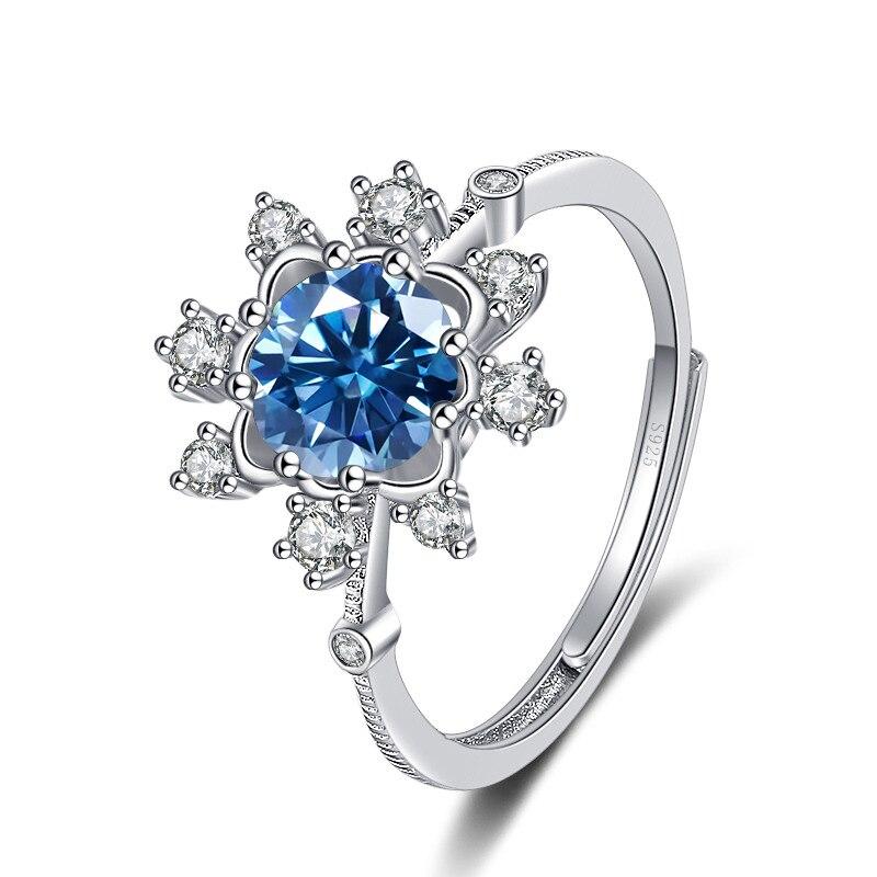 Bague Ringen 1 Carat Eight Heart Eight Arrow Moissanite Diamond Jewelry Sterling Silver S925 Snowflake Ring Adjustable Size Rings