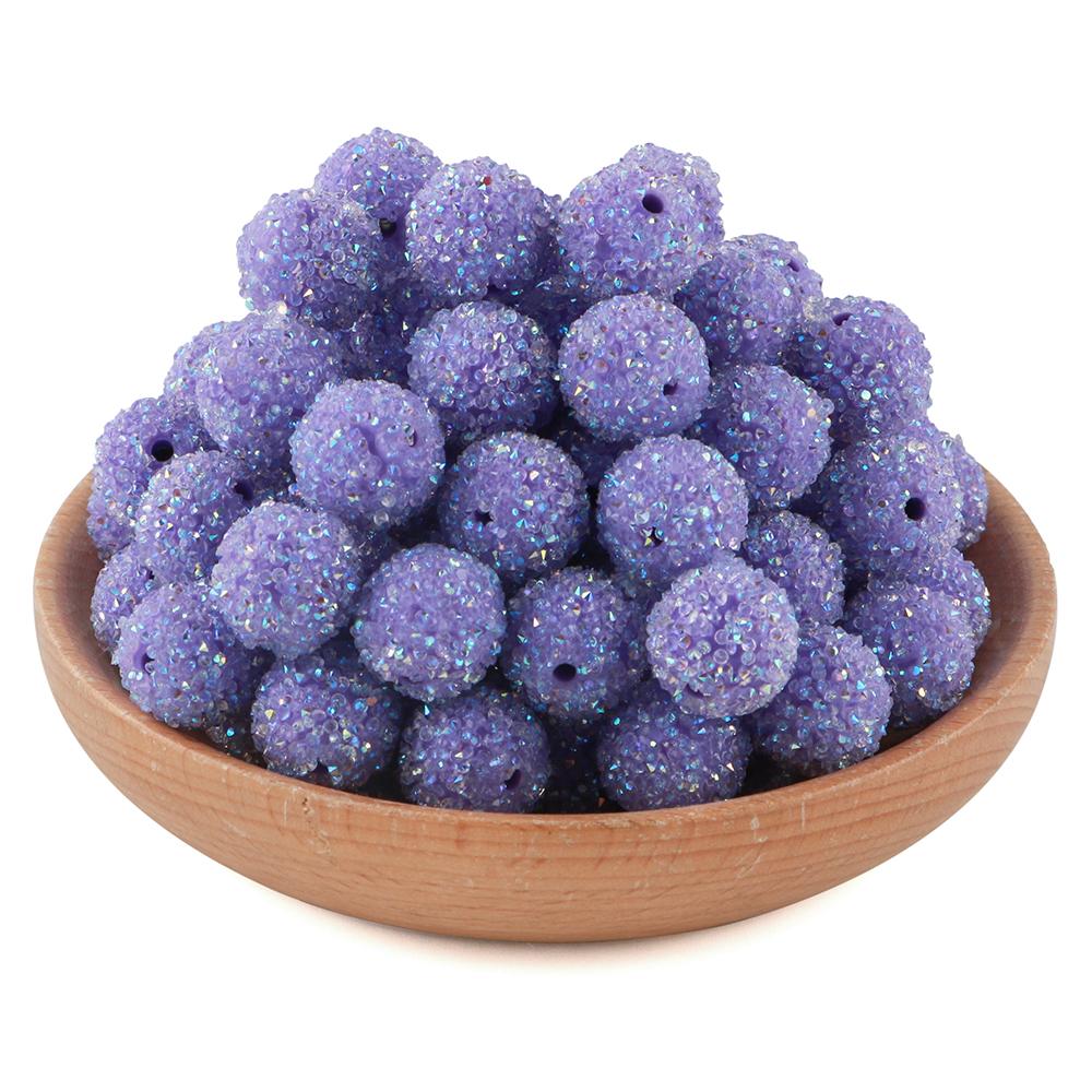 15Pcs 16MM Resin  Round Acrylic Beads Sugar Sand Pasting Process Fashion For Jewelry Making DIY Handmade Bracelets Accessories