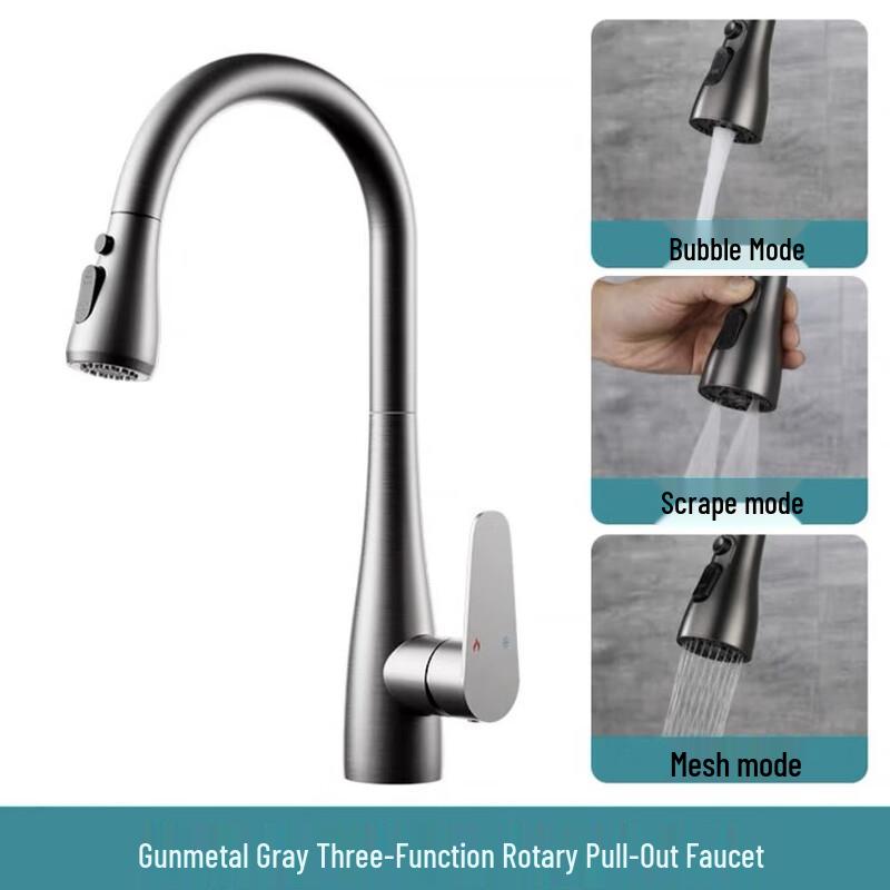 Stainless Steel Pull-Out Swivel Kitchen Faucet