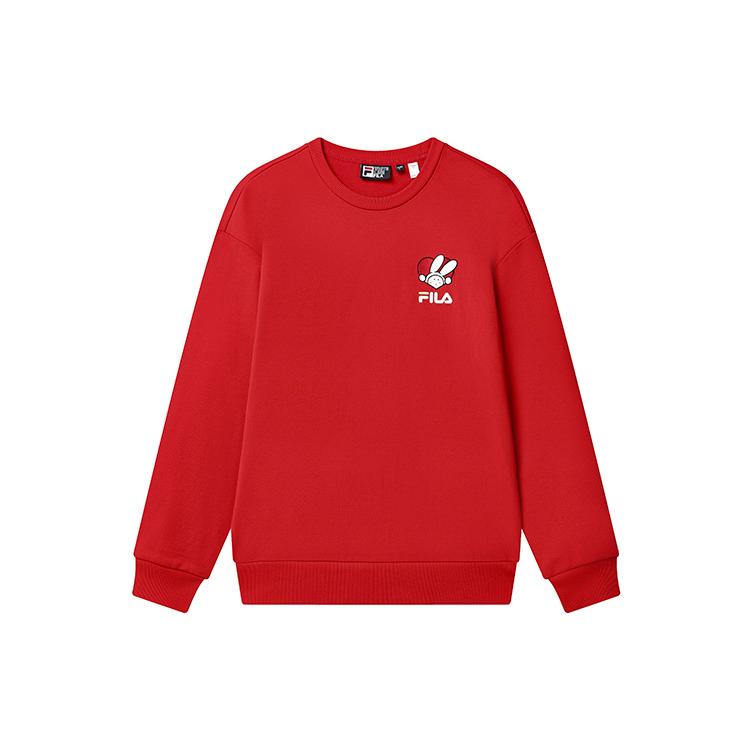 FILA CNY X Buer Rabbit Sweatshirts Unisex Red Crew Neck Moderate Regular F11U319207FRD 185/104A/XXL