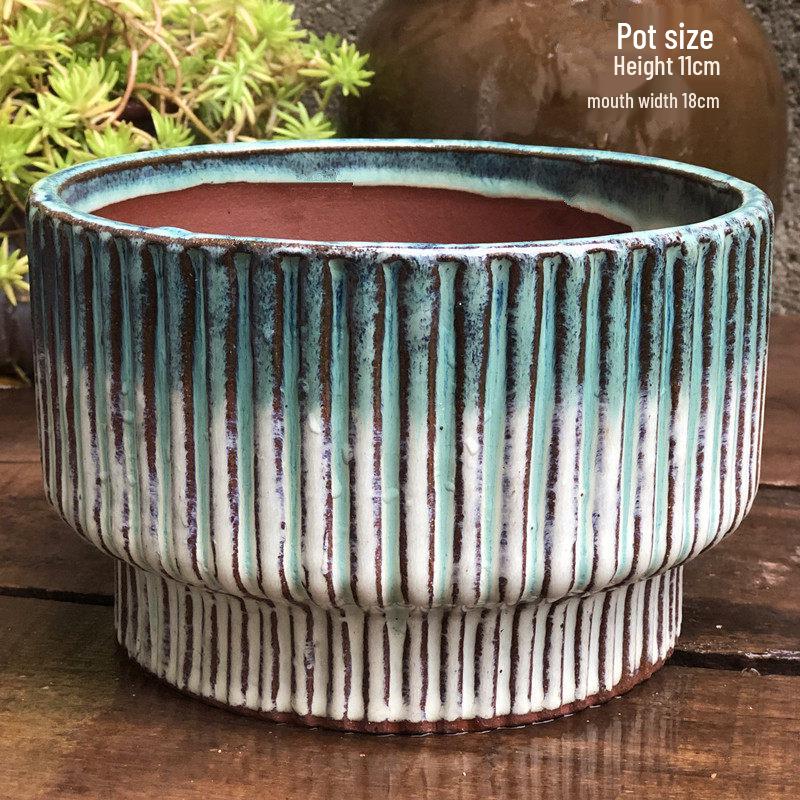 Yixing Handmade Coarse Pottery Medium Succulent Planter - Breathable Zisha Ceramic Ebony Tree Pot for Green Plants