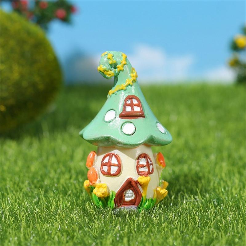 62KD Charm Mushroom House Desk Decors for Fantasy Enthusiasts Garden Decorations