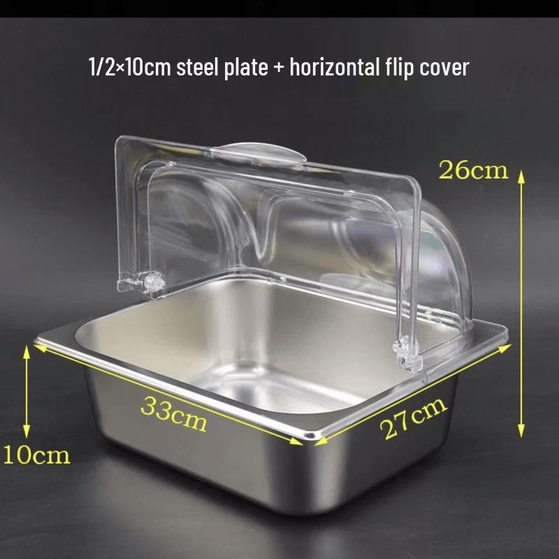 Zhebu Stainless Steel Food Display Tray with Clear Lid