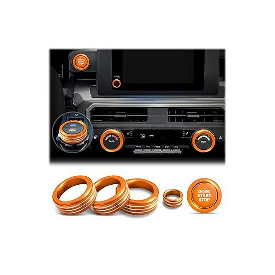 Decorative Ring Set for Toyota Tacoma ’24-'25: Fits Air Conditioning and Volume Knobs