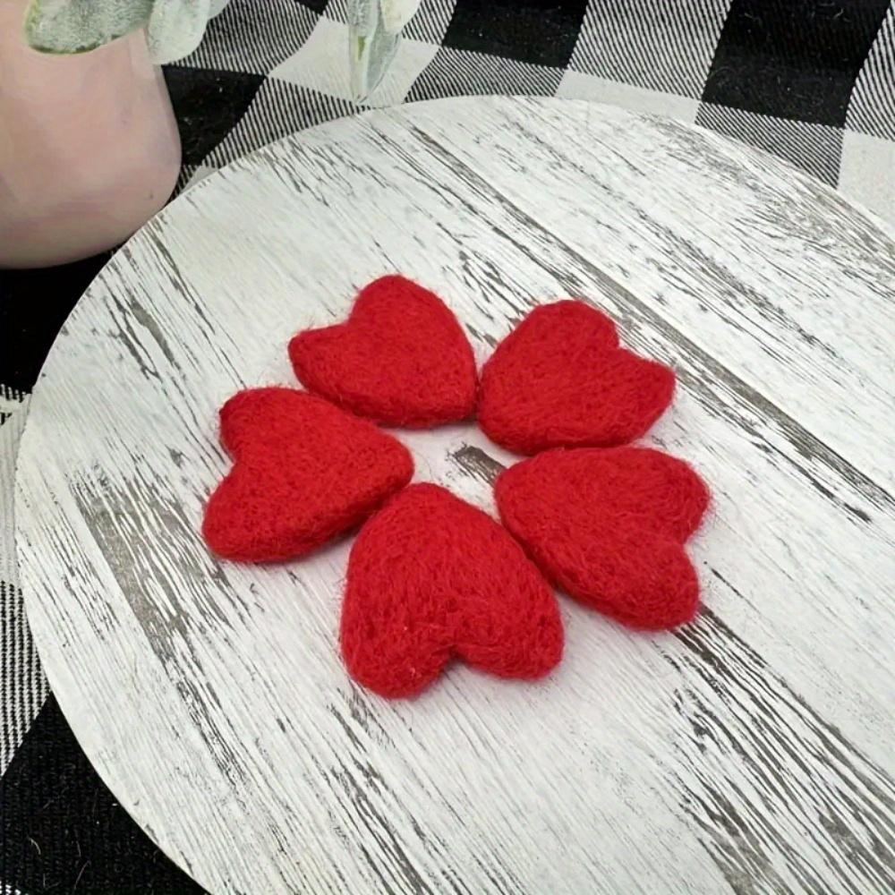 24pcs Valentine'S Day Felt Heart-Shaped Wool Balls | Suitable for Decorating Heart-Shaped Vases, Adding Decorative Wool Balls