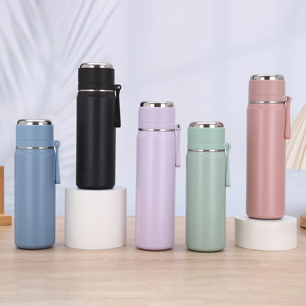 Einfacher Edelstahl-Vakuumbecher mit Teeglas, tragbarer Seil-Sportkessel, hochwertiges Erscheinungsbild, handlicher Wasserbecher