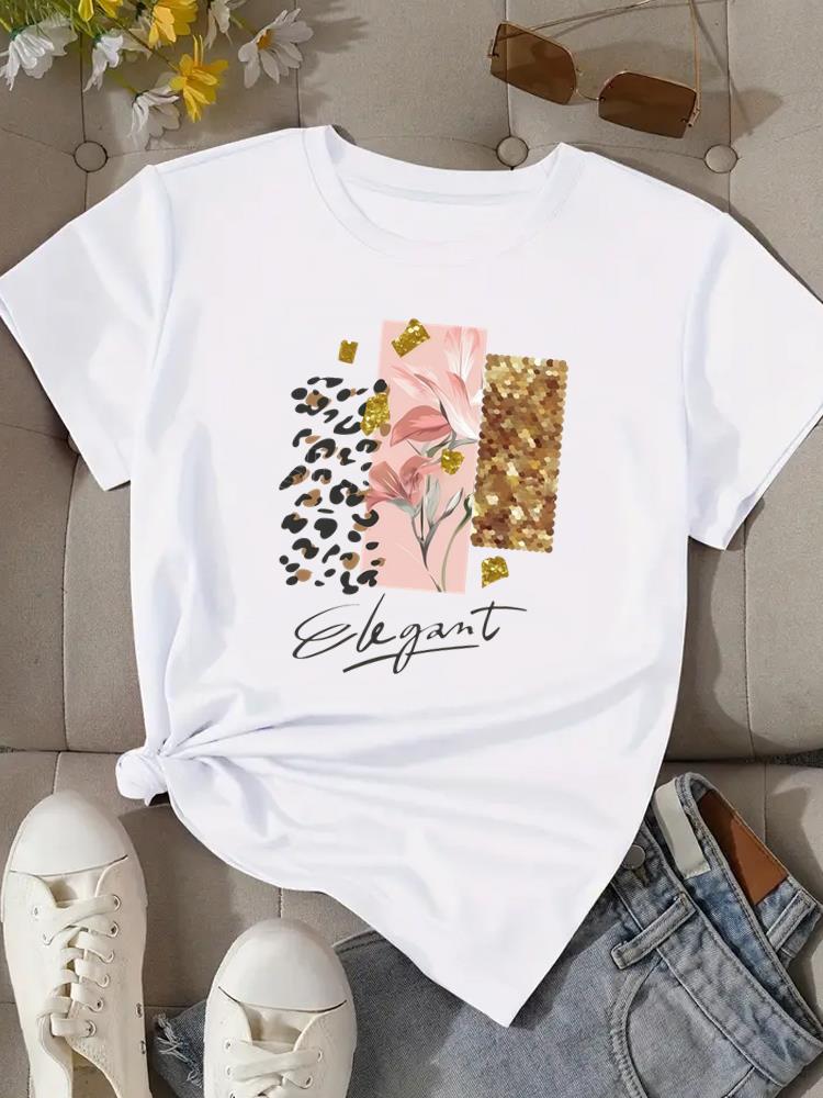 (Asian Size) Tee Top Clothing T Shirt Women Fashion Woman Print sweet love cute Female Short Sleeve Graphic T-shirts
