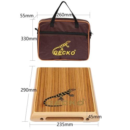 Flat Travel Cajon Drum with Bag, Lightweight and Compact, Built-in Guitar Strings, Crafted Zebrawood & Birch Body