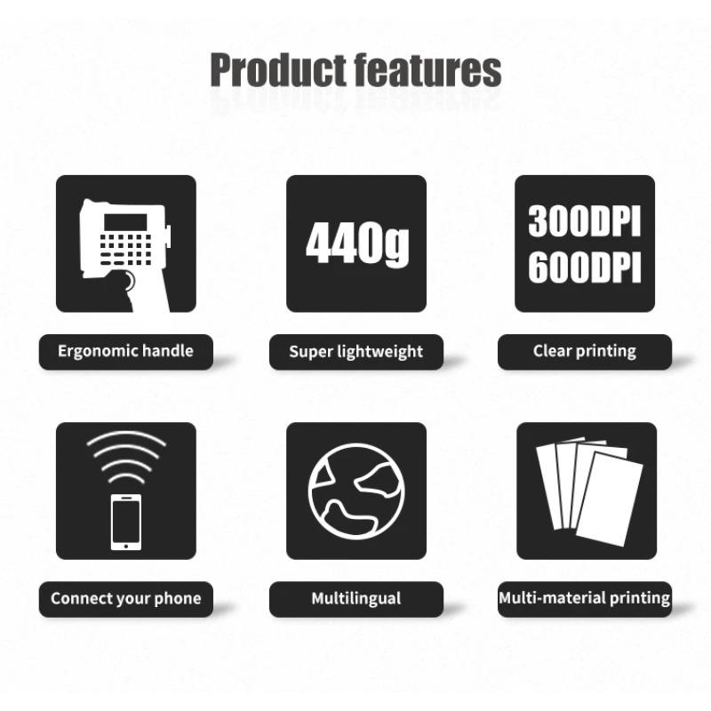 EU Smart Handheld Inkjet Printer Clear/Fast Print: Production Date, Batch No.,Graphics Portable, Easy-Use For EU Packaging/Labels