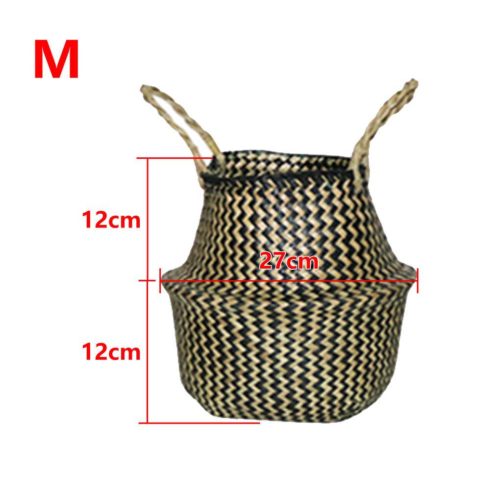 Seaweed Woven Flower Basket Woven Belly Basket Woven Basket Storage Basin Belly Basket Storage Flower Pot Basket