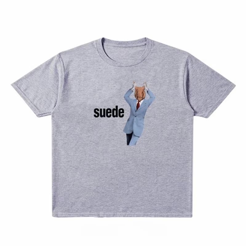 

2025 Лето Британский Рок Замша Козья Кожа Принт Альбома Группы Чистый Хлопок Свободная Мужская Женская Высокое Качество Футболка с Коротким Рукавом Унисекс XXXXL