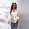 Frühling Blusen Vintage Frauen Elegante Top 2022 Satin Bluse Tops Casual Drehen Unten Kragen Langarm Band Bogen Lose Bluse