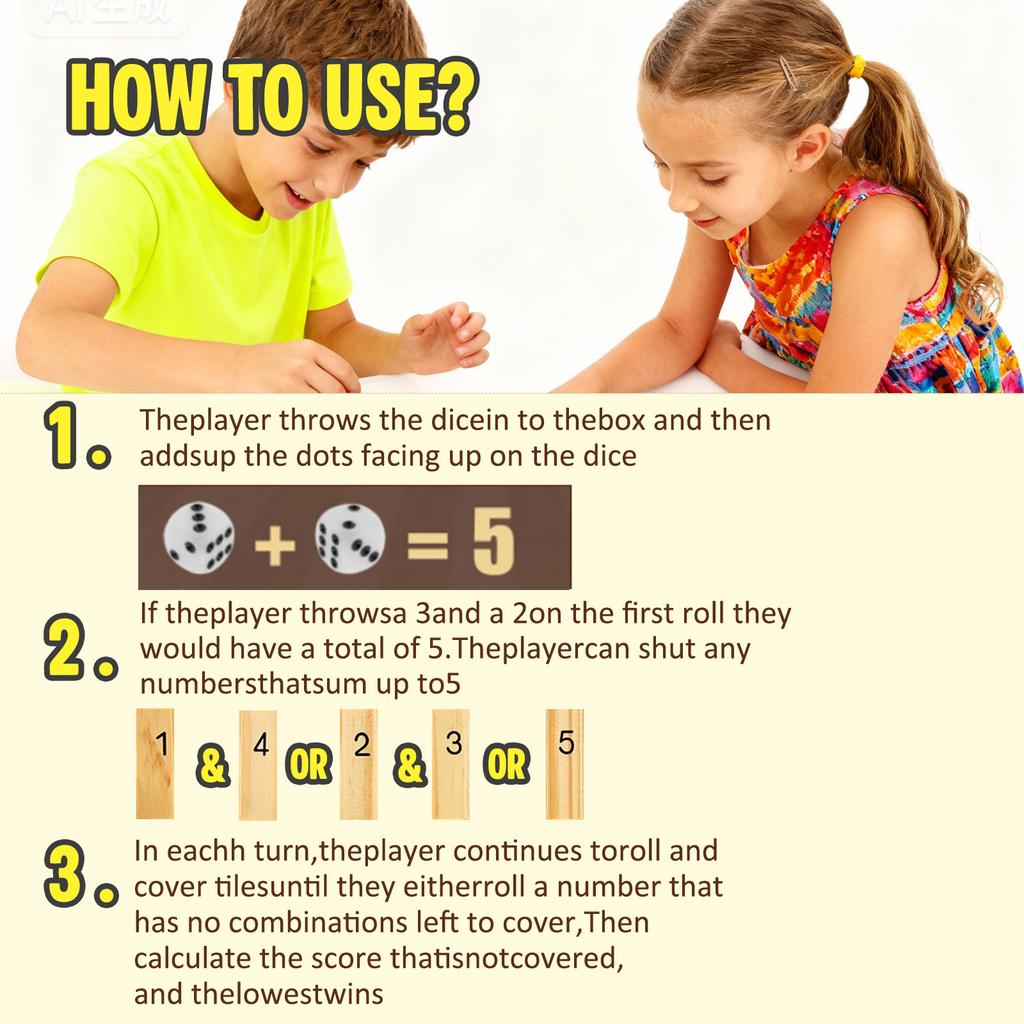 Wooden Dice Game Portable Shut The Box Wooden Board Game Classics Tabletop Gaming Toy for 2-6 Players for Home Party Bar