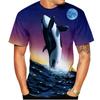 Nowa Letnia Koszulka z Kreskówkowym Nadrukiem 3D Wieloryba Zwierzęcia Morskiego Męska Damska z Okrągłym Dekoltem Krótki Rękaw Oversize Harajuku T-shirty Topy Odzież Dziecięca