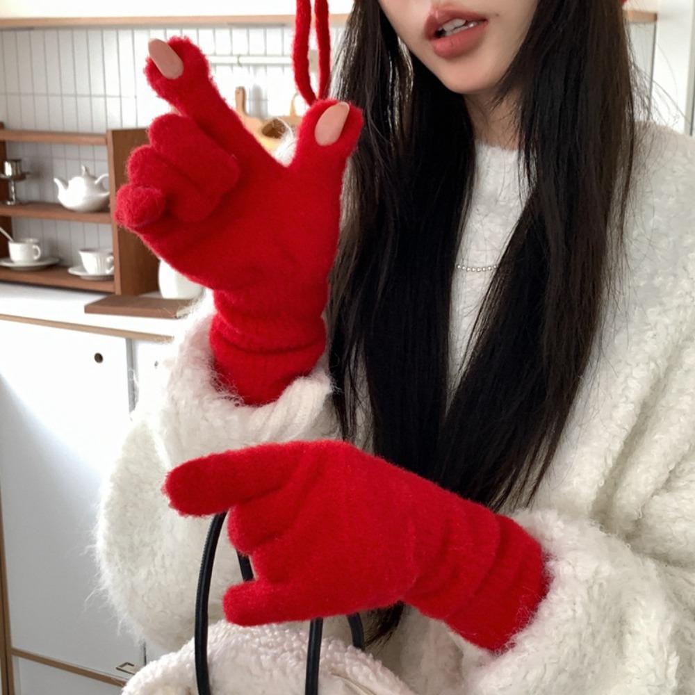 1 Pair Warm Insulation Knitted Glove Touchscreen Winter Glove Durable Warm Handwear Outdoor