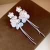 Silver needle zircon resin flower petal fringed earrings simple fashion exquisite stud earrings niche high-end earrings women