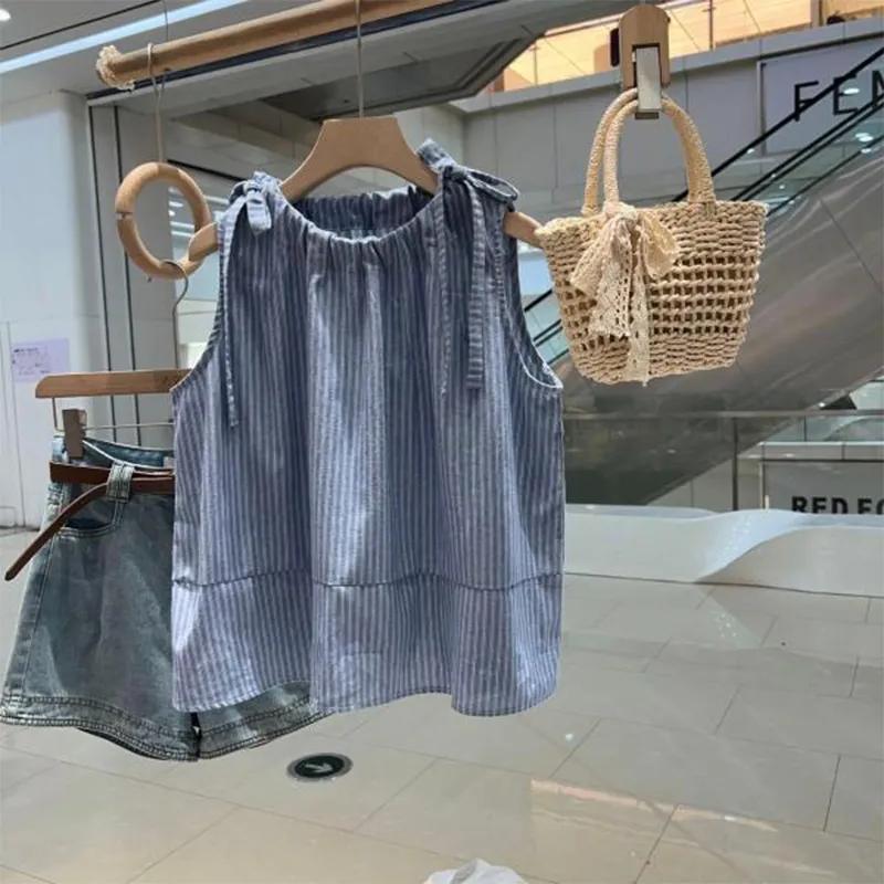 Женский летний регулируемый топ-майка с лямкой через шею и деталями на завязках спереди XXS