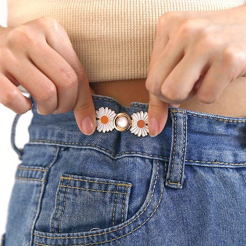 1pc of Casual And Versatile Daisy-Patterned Buttons for Men, Featuring an Adjustable Waist with Magical Buttons
